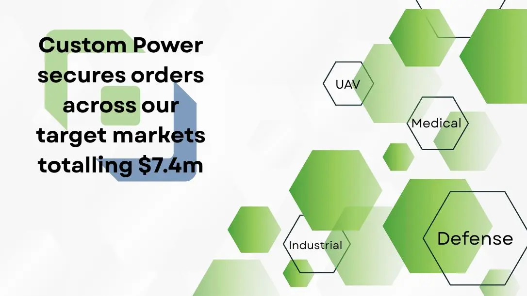 Text outlining new orders at Custom Power