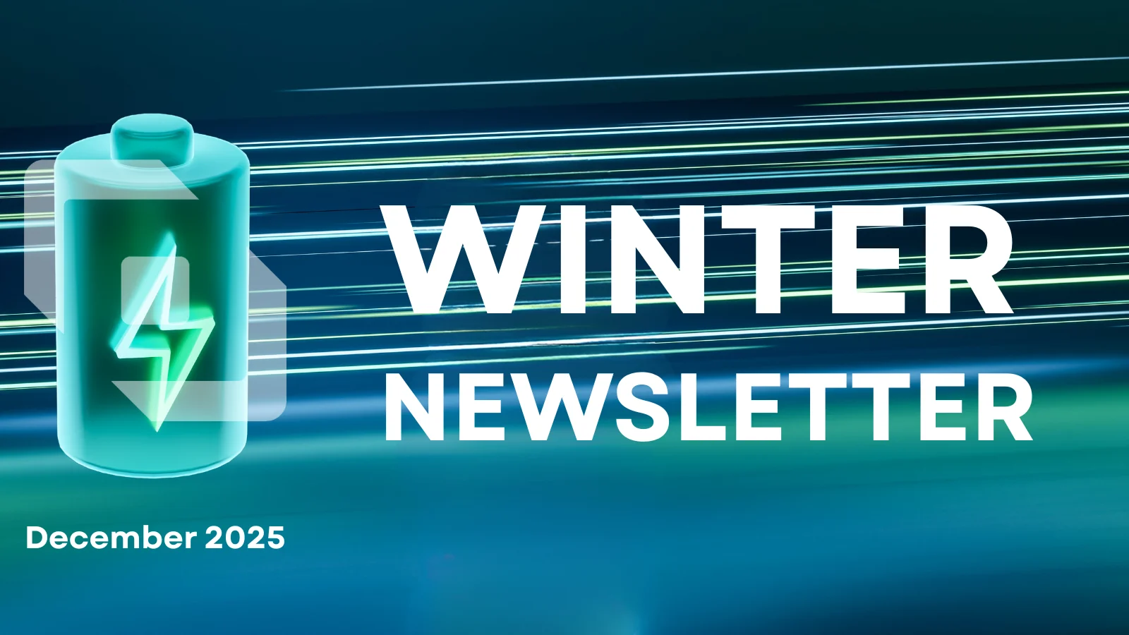 Graphic of a battery with Winter Newsletter text