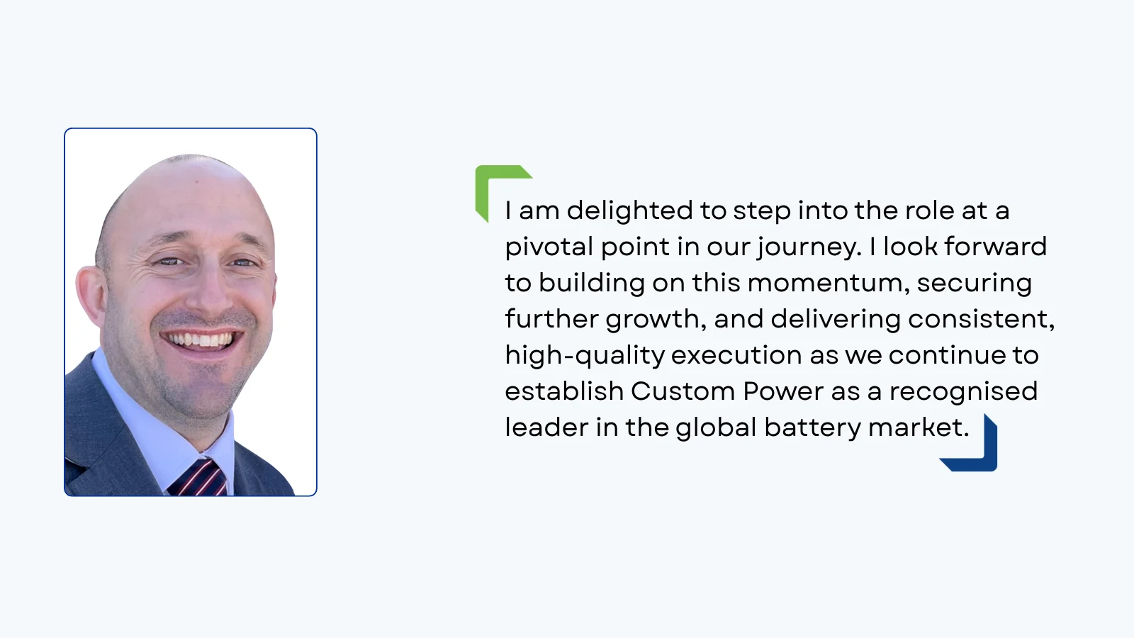 Picture of the managing director next to a quote